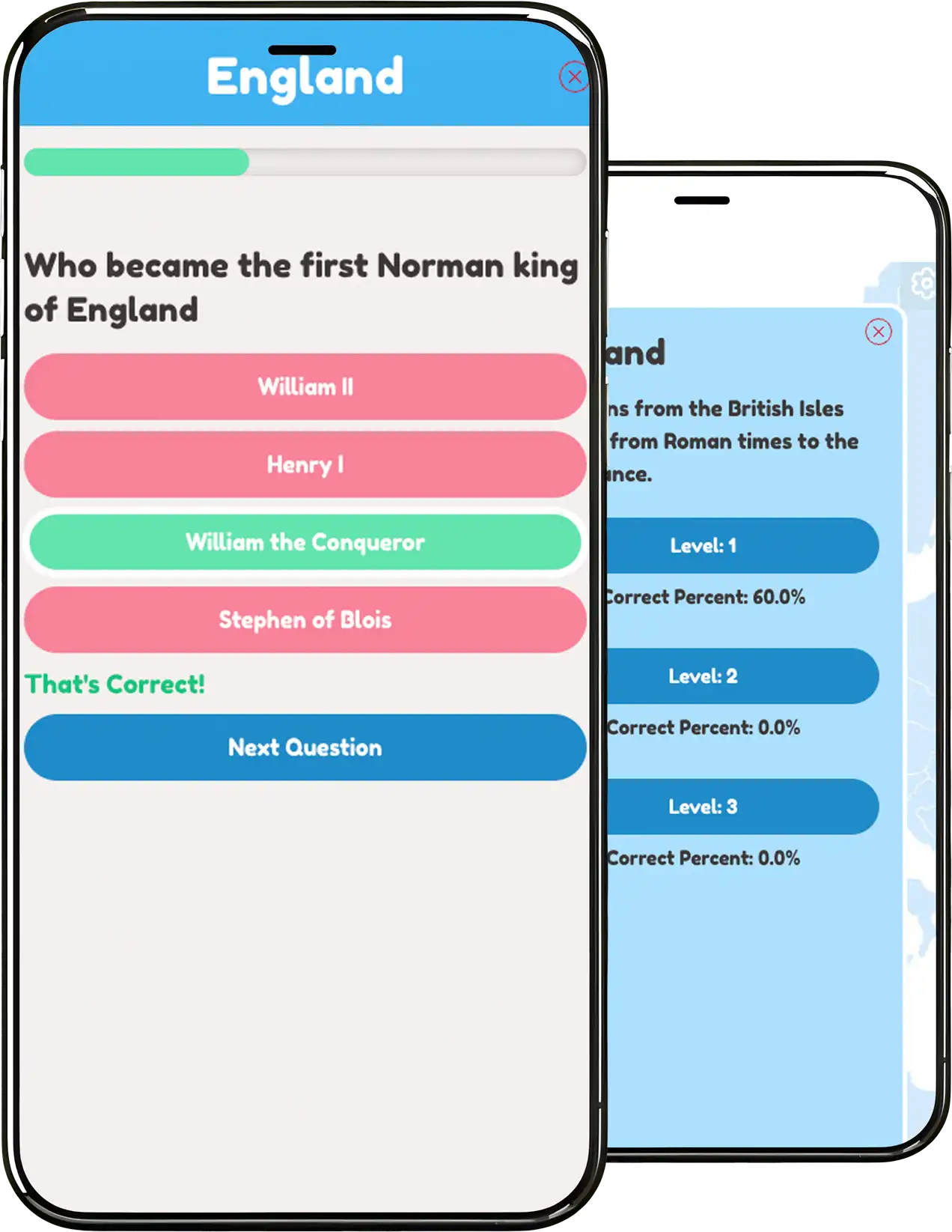 Here be History Quiz App Example UI